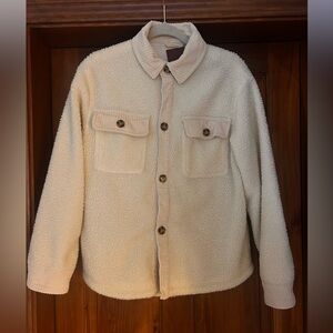 Cream Sherpa and corduroy Button-Up Jacket